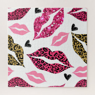 Puzzle Labios brillantes: Patrón de moda Leopard