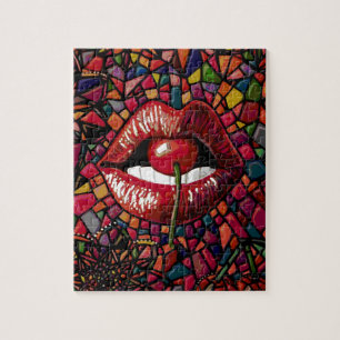 Puzzle Labios de Cereza Mosaico