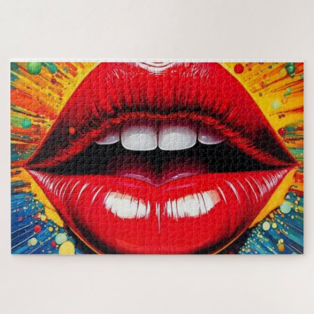 Puzzle Labios en Canvas de Pop Art en Negrita (Horizontal)
