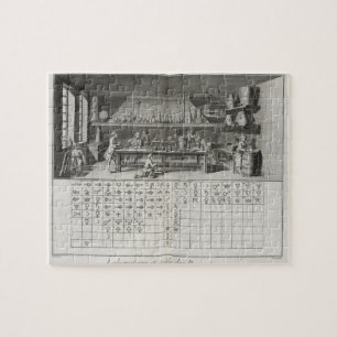Puzzle Laboratorio y tabla científicos de muestras