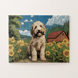 Puzzle Labradoodle gigante en la granja