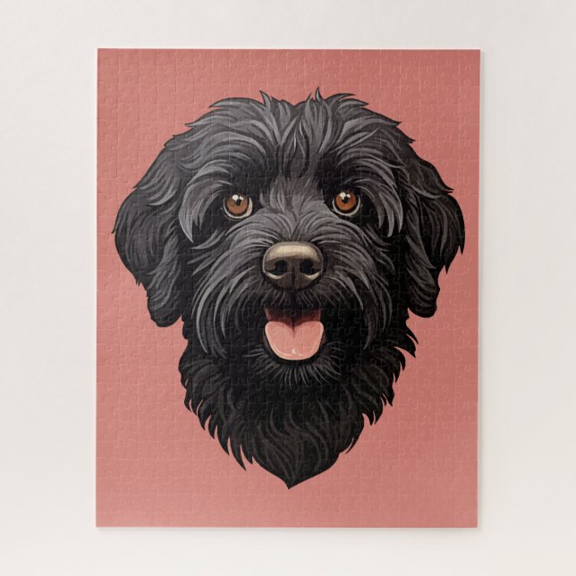 Puzzle Labradoodle Perro Negro (Vertical)