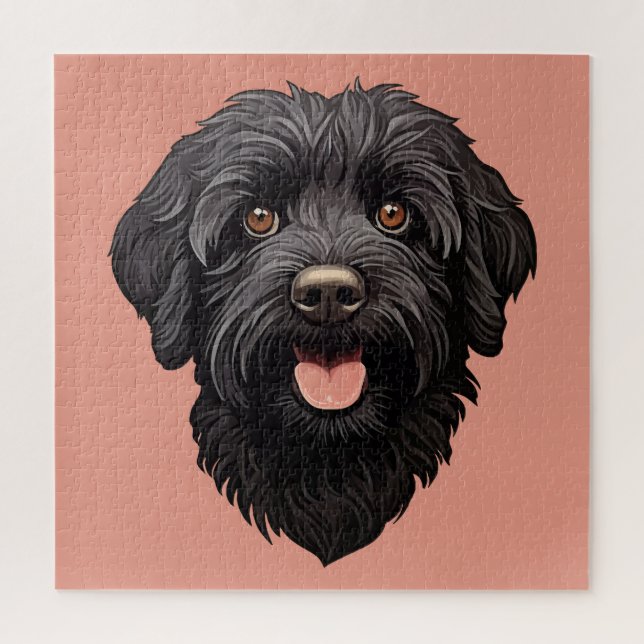 Puzzle Labradoodle Perro Negro (Vertical)