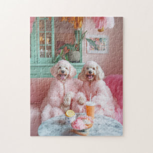 Puzzle Labradoodles de moda en salón rosa