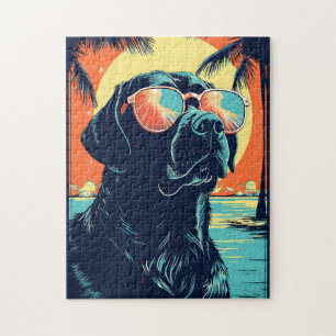 Puzzle Labrador con gafas de sol en la playa