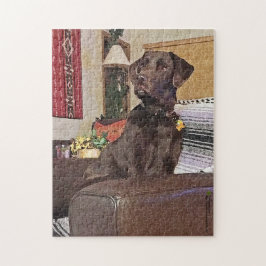 Puzzle Labrador de chocolate en la silla