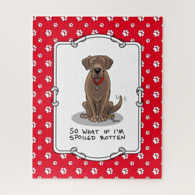 Puzzle Labrador de chocolate podrido con sabor a botella (Vertical)