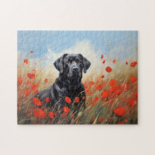 Puzzle Labrador en amapolas