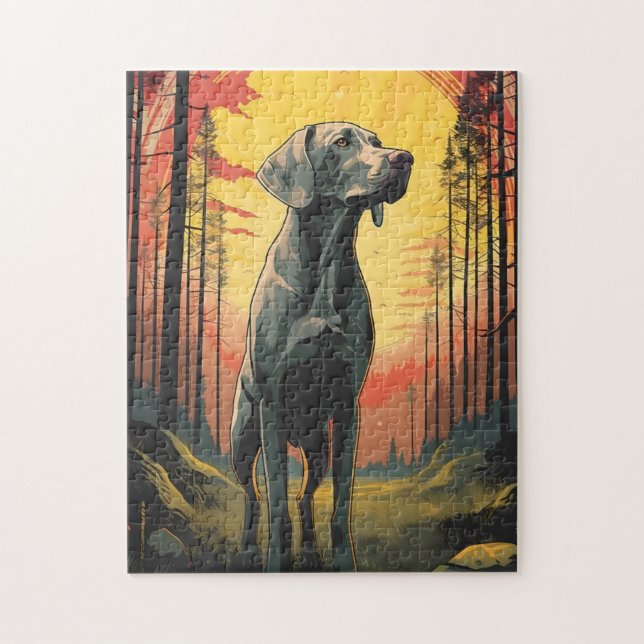 Puzzle Labrador en el bosque al atardecer (Vertical)