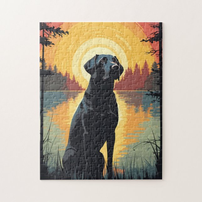 Puzzle Labrador en el bosque al atardecer (Vertical)