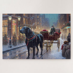 Puzzle Labrador Negro Temporada Navideña Festiva