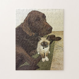 Puzzle Labrador recuperador Kitten Buddy mejores amigos