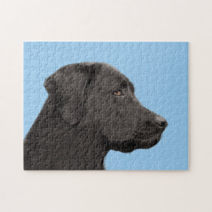 Puzzle Labrador recuperador pintura negra original de per