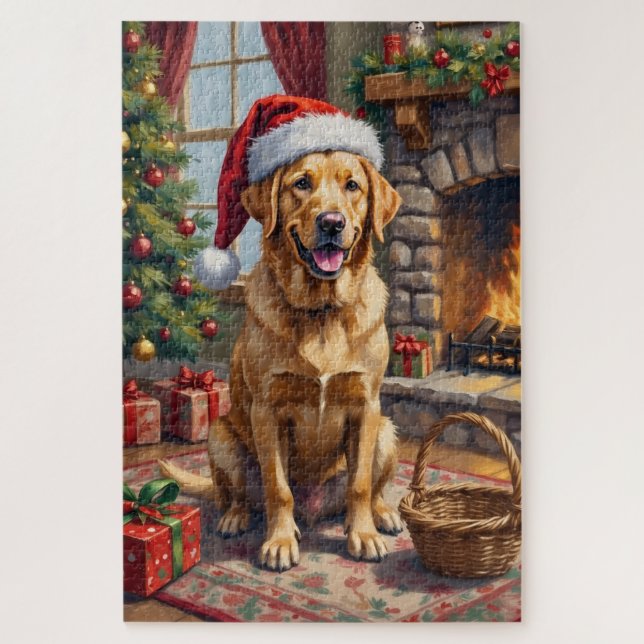 Puzzle Labrador Retriever Perro Clásico Navidad Familiar (Vertical)