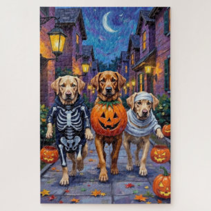 Puzzle Labradores haciendo 'trick-or-treat' con disfraces