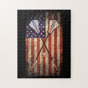 Puzzle Lacrosse LAX Bandera Americana