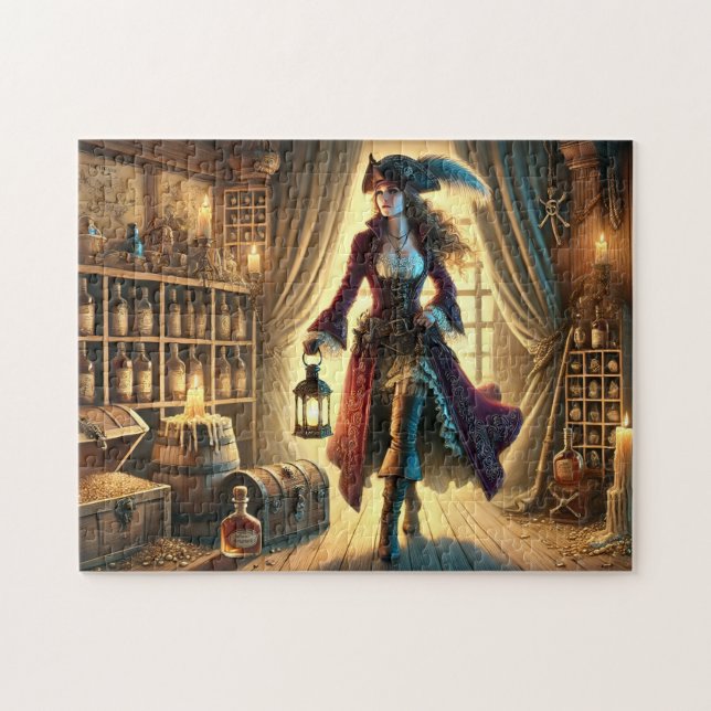 Puzzle Lady Pirate's Rum & Treasure Nautical Gift (Horizontal)