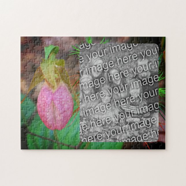 Puzzle Lady Slipper Orchid Frame Añadir la foto (Horizontal)