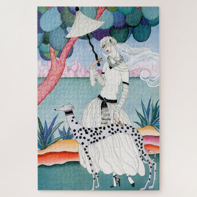 Puzzle Lady with Dalmatian Dog - Helen Dryden (Vertical)