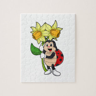 Puzzle Ladybug con Flower Daffodil