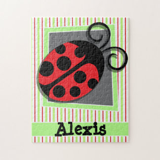 Puzzle Ladybug; franjas verdes rojas y limadas