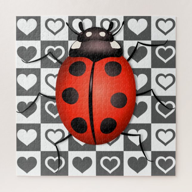 Puzzle Ladybug & Hearts - Cute (Vertical)