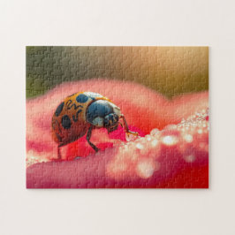 Puzzle Ladybug macro on a flower