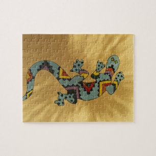 Puzzle lagarto de gecko pintado en la pared, Tucson, Ariz