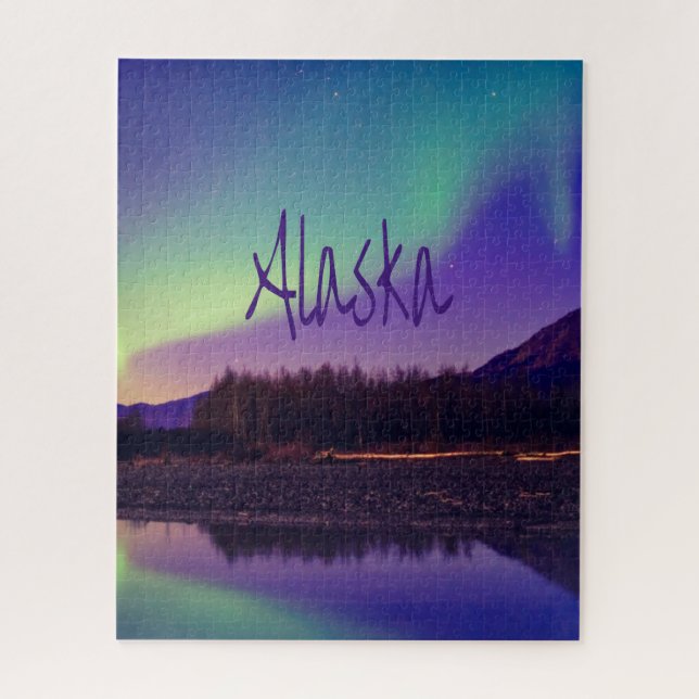 Puzzle Lago Alaska Northern Lights (Vertical)