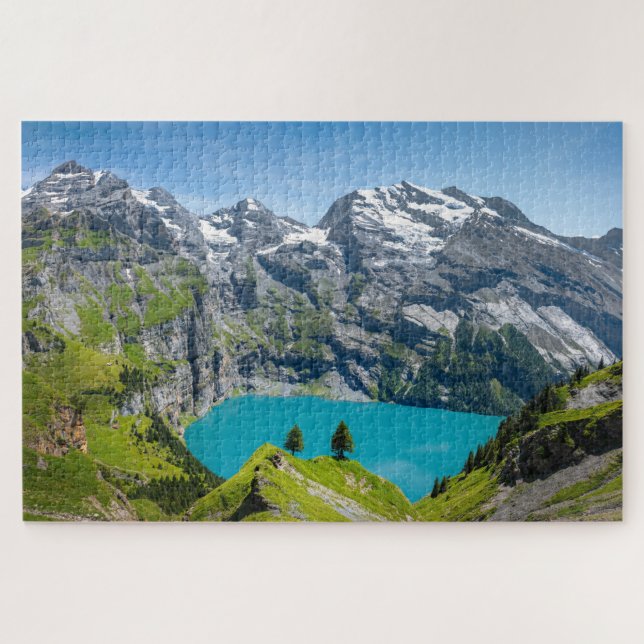 Puzzle Lago alpino Oeschinensee en Suiza (Horizontal)