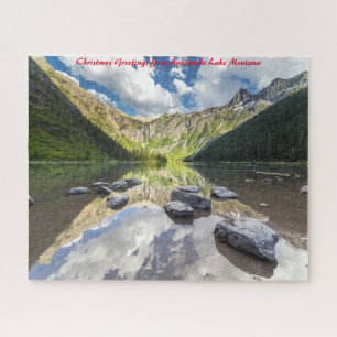 Puzzle Lago Avalanche Montana. Felicitaciones de Navidad
