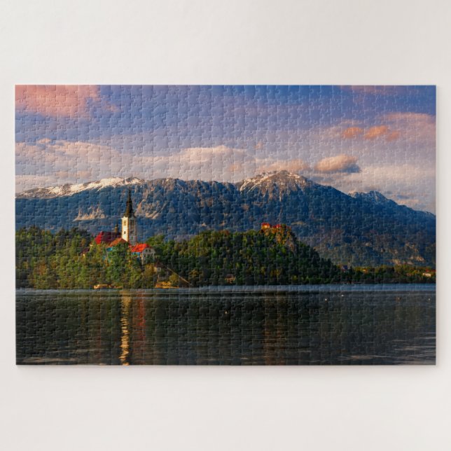 Puzzle Lago Bled al atardecer (Horizontal)