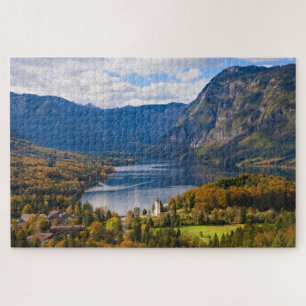 Puzzle Lago Bohinj en Eslovenia en otoño