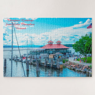 Puzzle Lago Champlain Vermont. Felicitaciones de Navidad