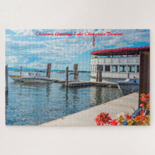 Puzzle Lago Champlain Vermont. Saludos de Navidad