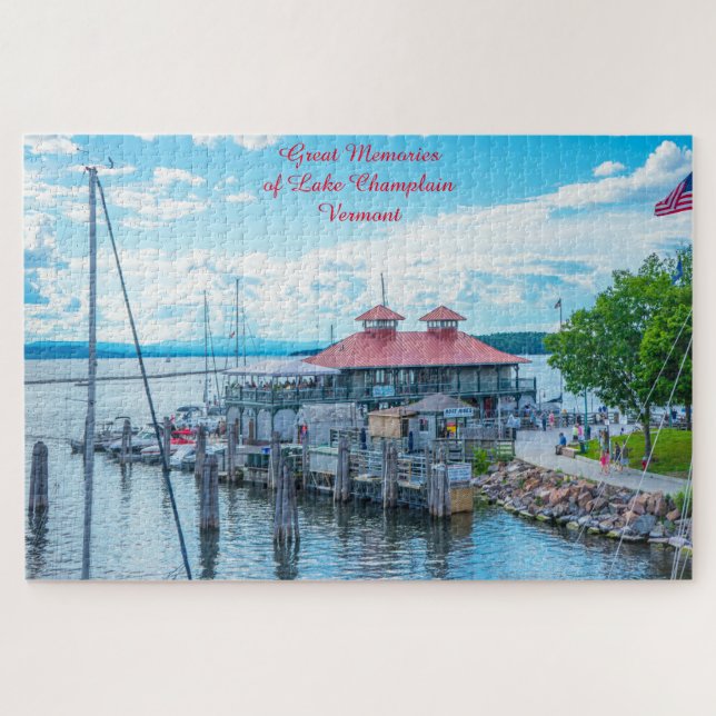 Puzzle Lago Champlain Vermont. Saludos navideños (Horizontal)