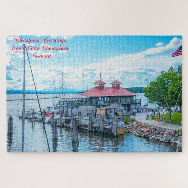 Puzzle Lago Champlain Vermont. Saludos navideños (Horizontal)