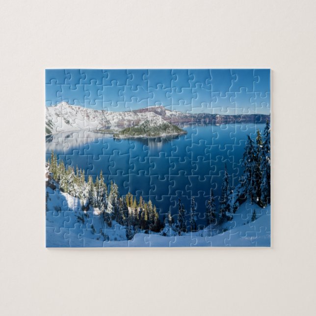 Puzzle Lago Crater en Oregón Central Sur en Invierno (Horizontal)