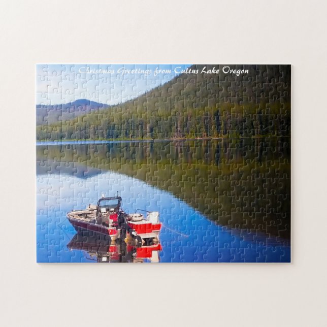Puzzle Lago Cultus Oregon. Saludos de Navidad (Horizontal)