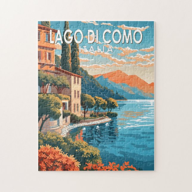 Puzzle Lago de Como Italia Viaje al Vintage (Vertical)