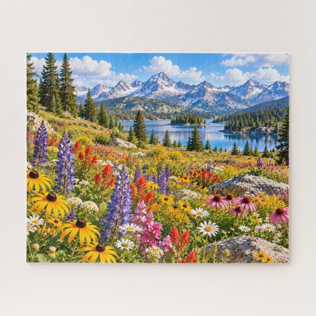 Puzzle Lago de flores silvestres de montaña (Horizontal)