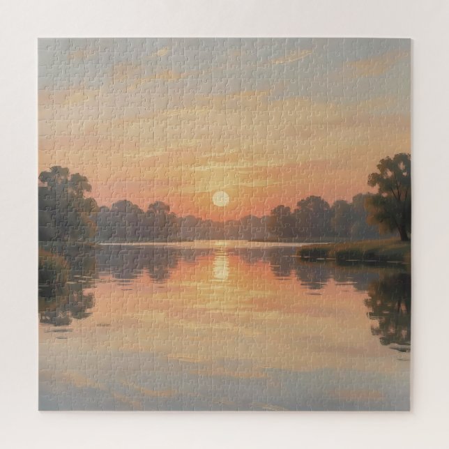 Puzzle Lago de la hora dorada reflejo impresionista  (Vertical)