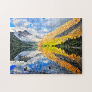 Puzzle Lago de medicinas superior al amanecer