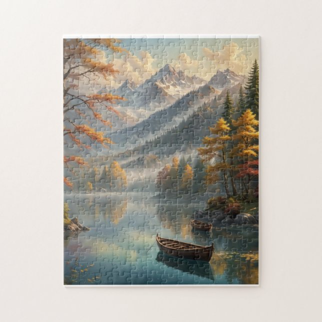Puzzle Lago de montaña claro en otoño (Vertical)