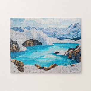 Puzzle Lago de montaña glacial en estilo Quilling