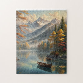 Puzzle Lago de montaña tranquilo en otoño