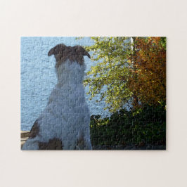 Puzzle Lago de Otoño y Borzoi