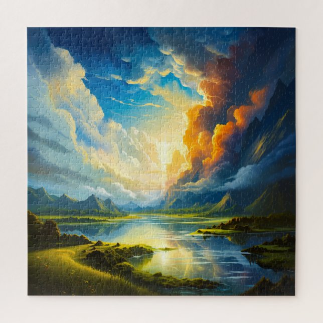 Puzzle Lago de Verano - Ilustracion de Cuatro Estaciones (Vertical)