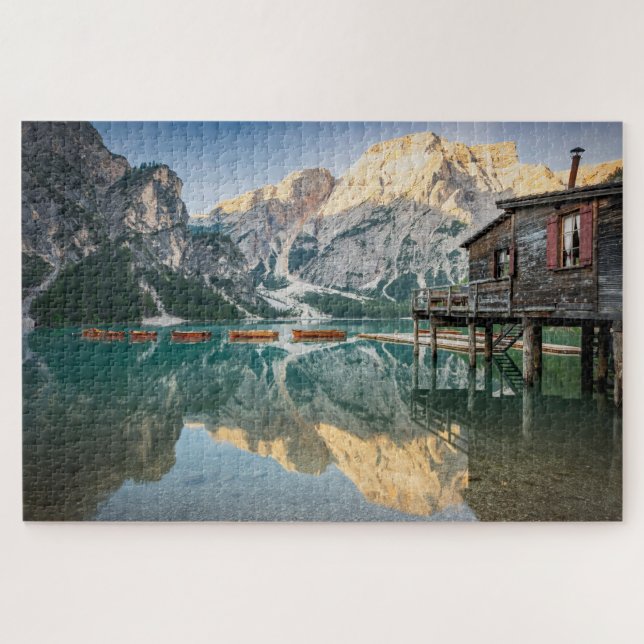 Puzzle Lago di Braies en los Dolomitas de Italia (Horizontal)