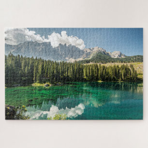 Puzzle Lago Escenario Carezza Caress Italia Dolomitas rom